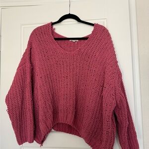 Women's Distressed Pink Knit Sweater